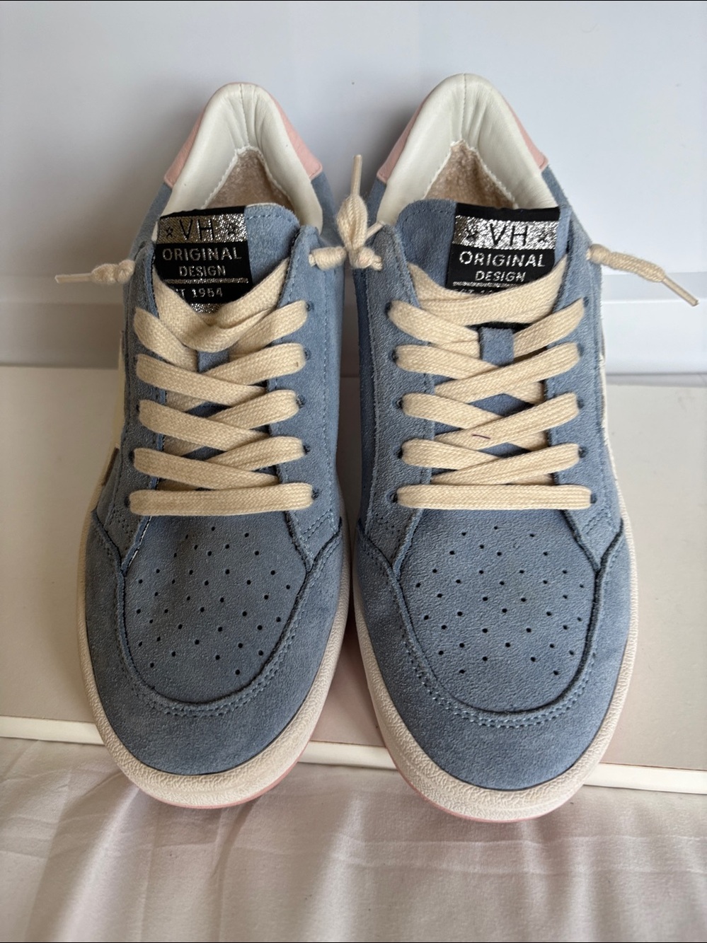 Vintage Havana Women’s Denisse Suede Sneakers Blue Cream Pink Size 8.5 - Picture 8 of 9
